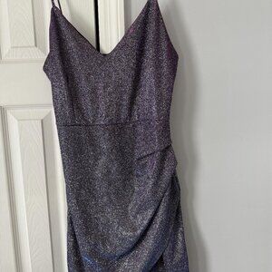 Windsor Shimmer Mini Dress | Size L | Purple Metallic | Party Cocktail Dress